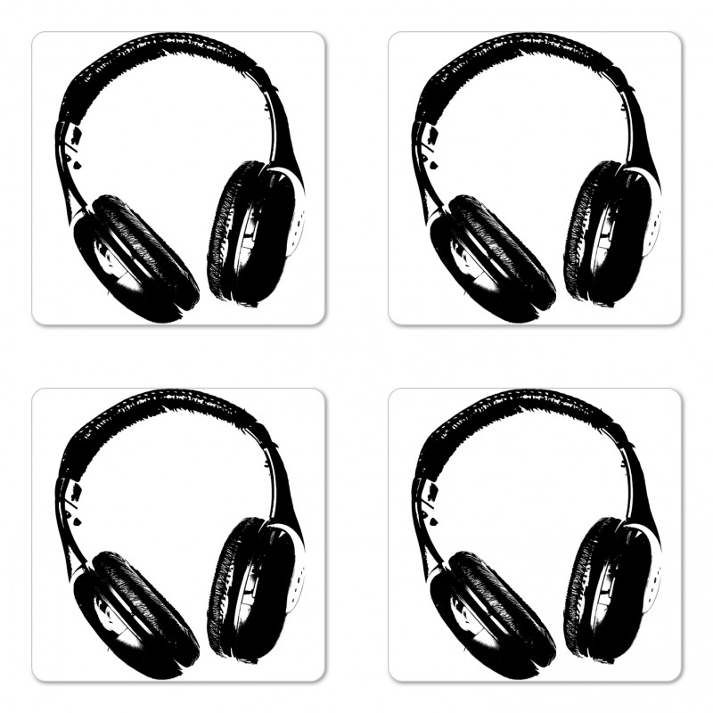 Grunge Headphones Fun Coaster Set Of Four