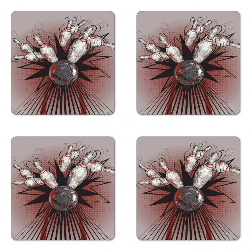 Ball Crash Pins Coaster Set Of Four