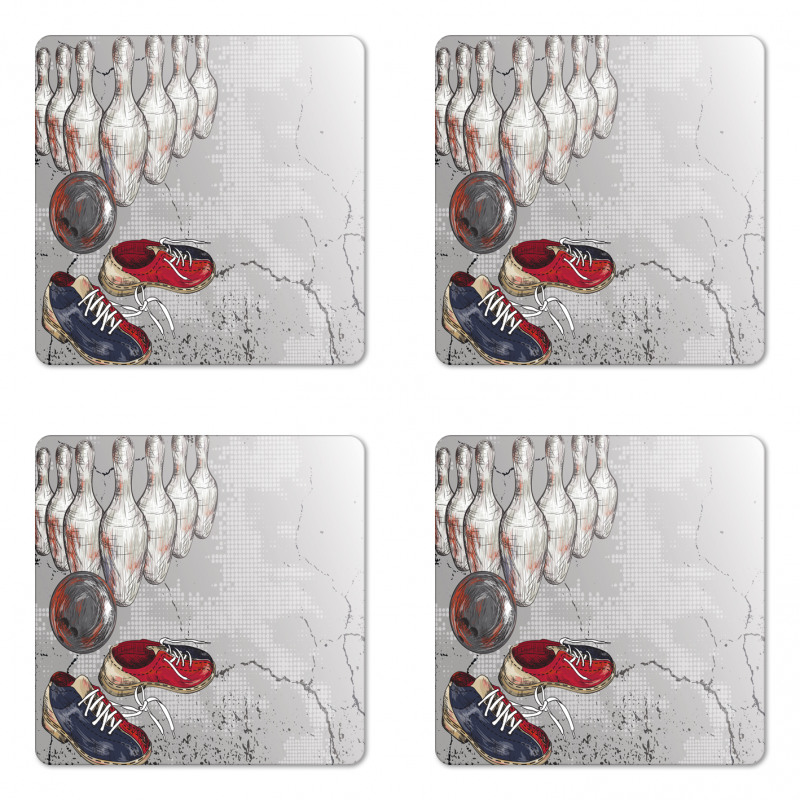 Grunge Objects Coaster Set Of Four