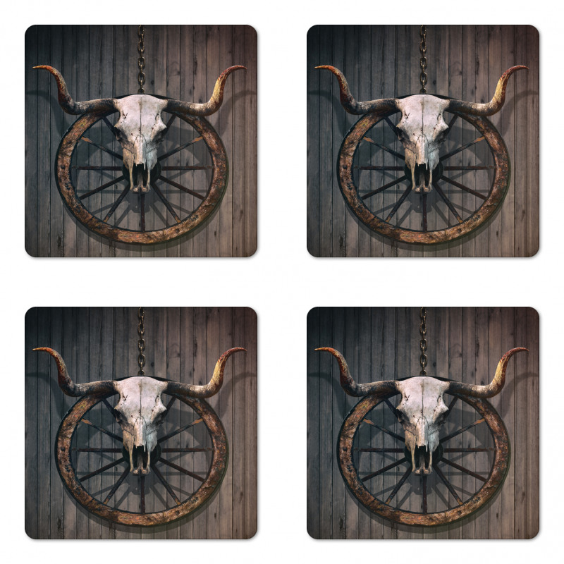 Rustic Skulll Coaster Set Of Four