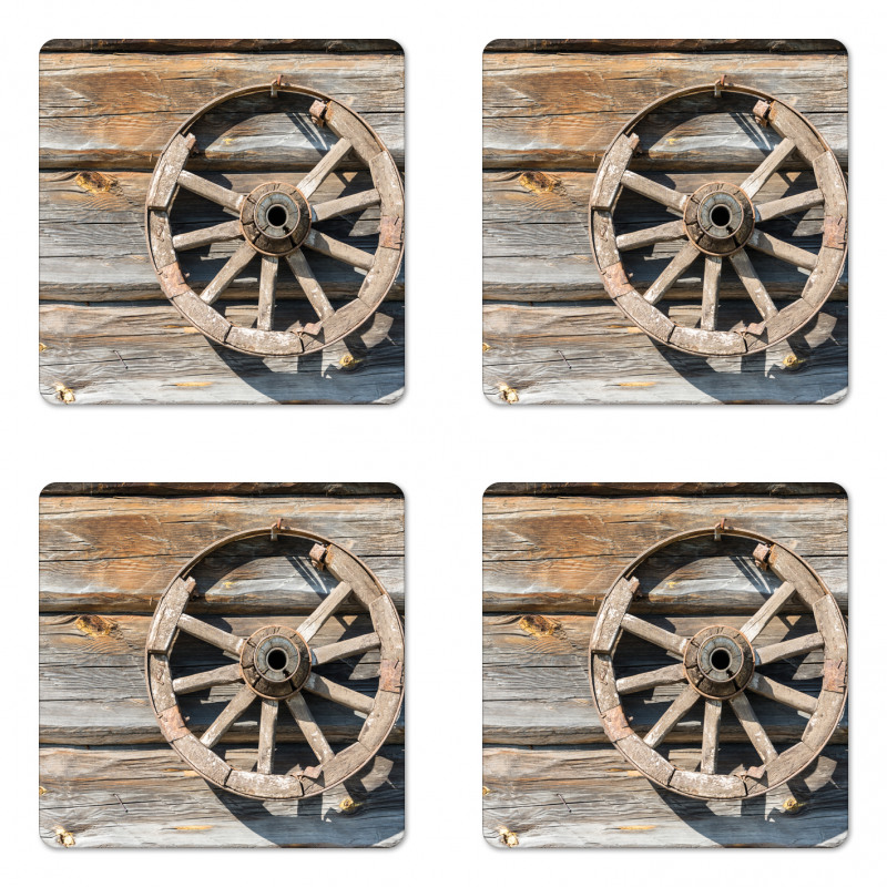 Log Wall Cart Coaster Set Of Four