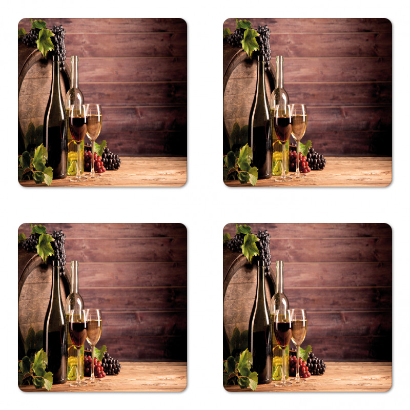 Rustic Viticulture Concept Coaster Set Of Four