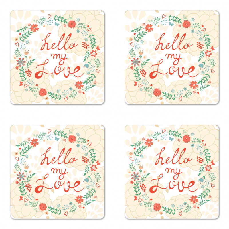 Hello My Love Typography Coaster Set Of Four