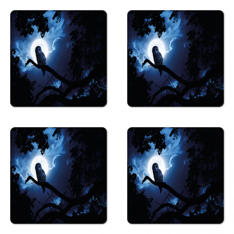 Quite Woodland Full Moon Coaster Set Of Four