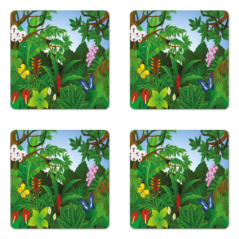 Lively Forest Trees Coaster Set Of Four