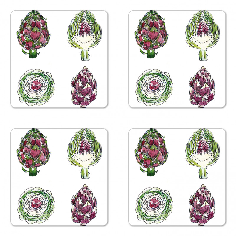 Vegetables Diet Food Coaster Set Of Four