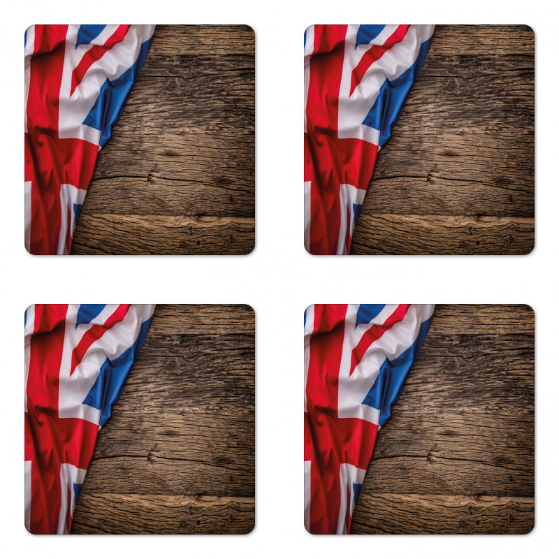 Flag on Oak Board Coaster Set Of Four