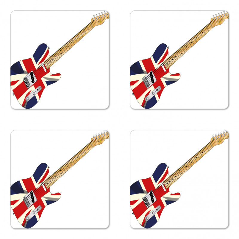 Electric Guitar Flag Coaster Set Of Four