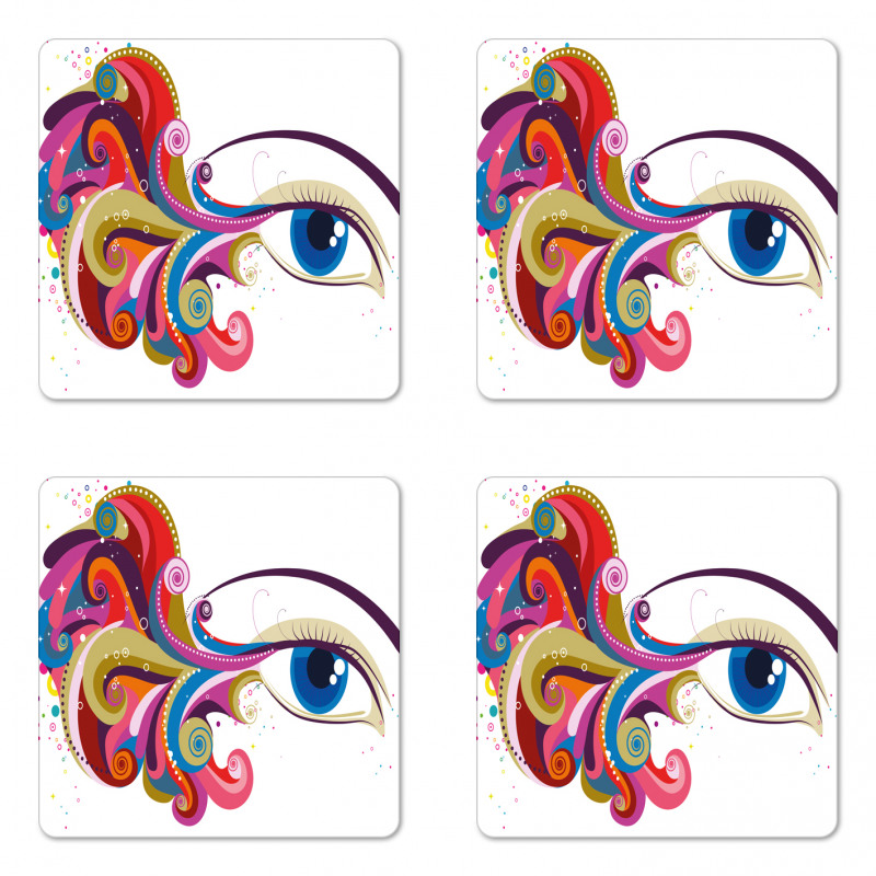 Woman's Eye Colorful Art Coaster Set Of Four