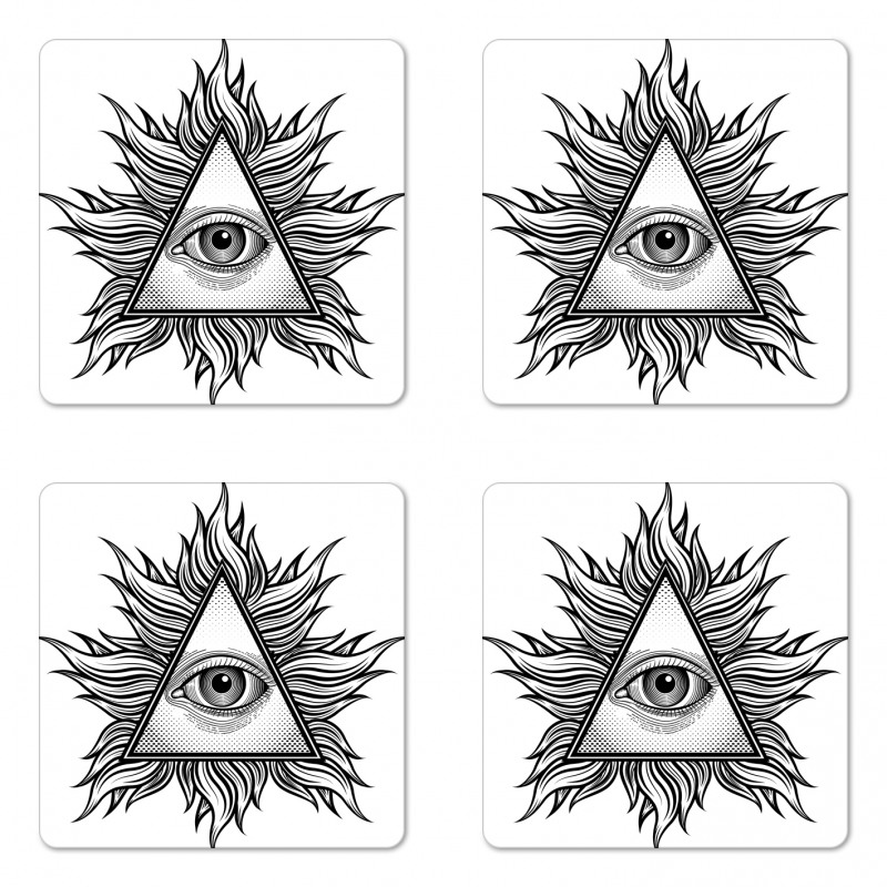 Triangles Tattoo Style Pattern Coaster Set Of Four