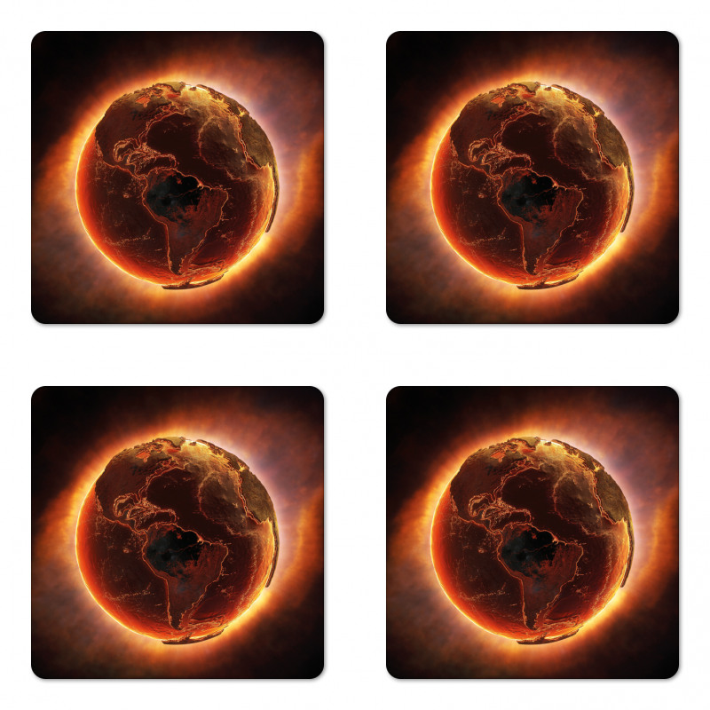 Vivid Burning Earth Heat Coaster Set Of Four