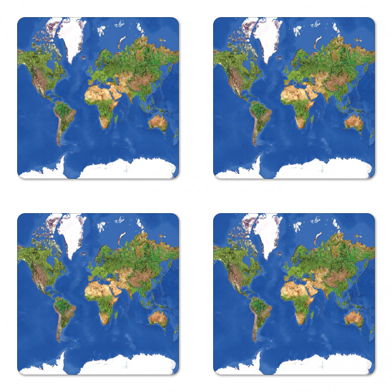 Continents Vegetation Coaster Set Of Four