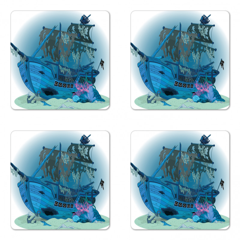 Underwater Antique Coaster Set Of Four