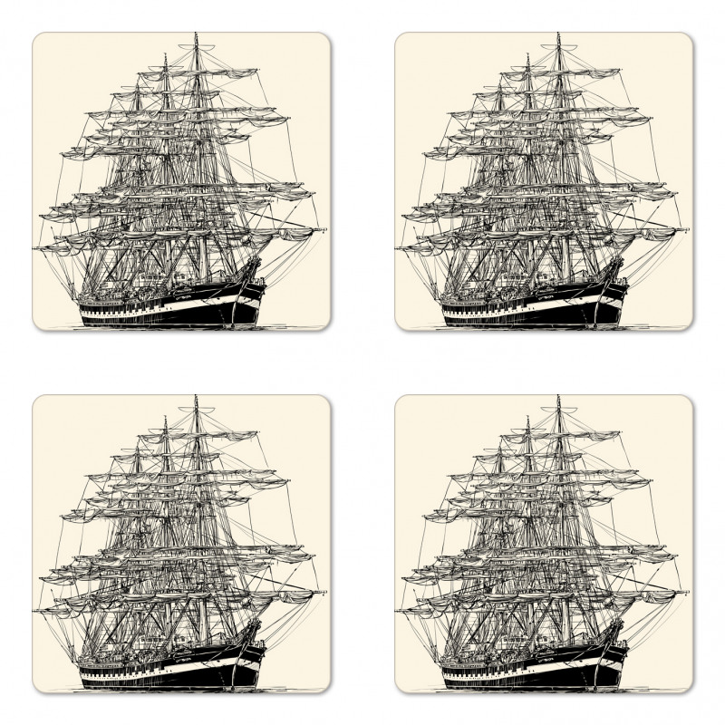 Sail Boat Vintage Coaster Set Of Four