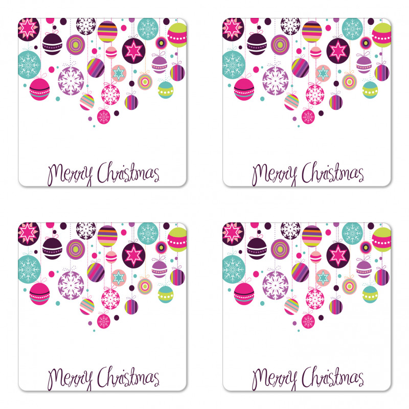 Retro Graphic Baubles Coaster Set Of Four