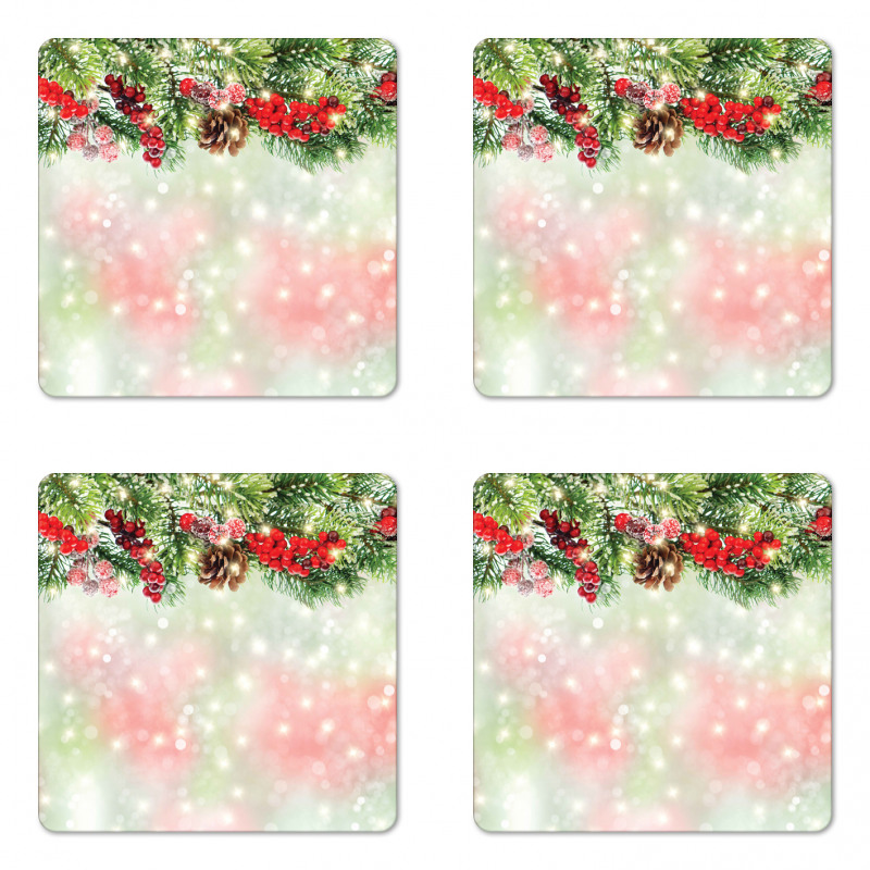 Green Branches Holly Coaster Set Of Four