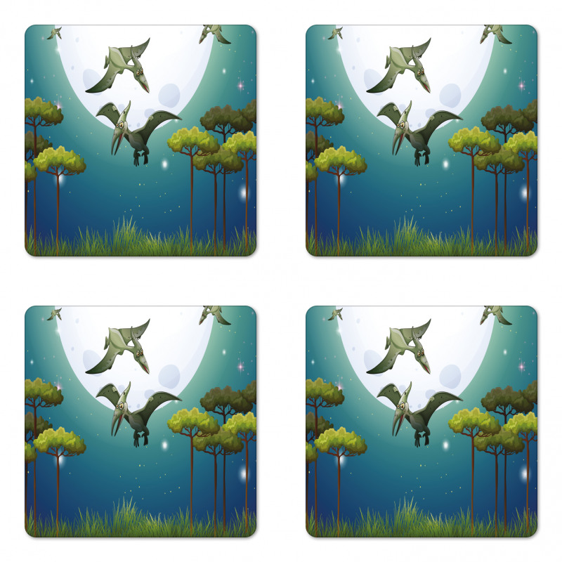 Flying Cartoon Animals Coaster Set Of Four