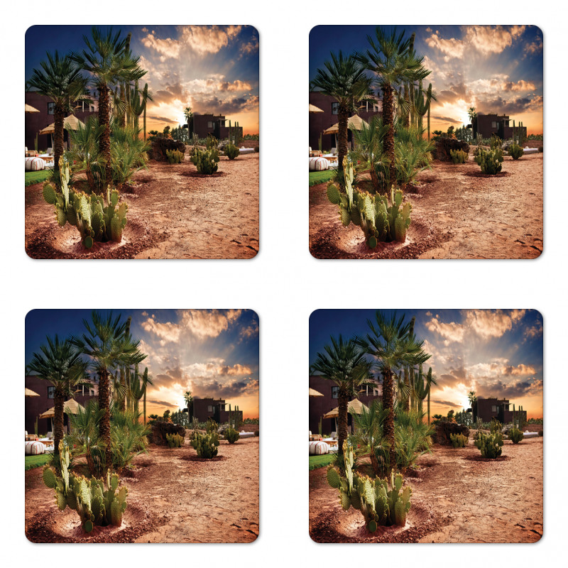 Majestic Sky Palm Trees Coaster Set Of Four