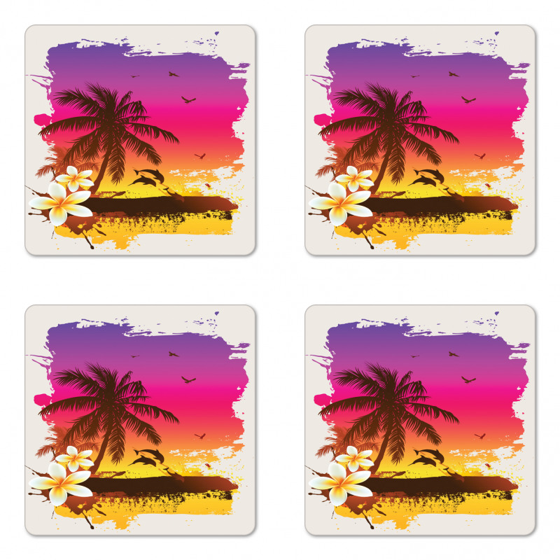 Tropical Beach Sunset Coaster Set Of Four