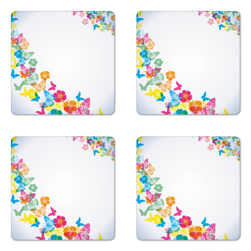 Colorful Butterfly Borders Coaster Set Of Four