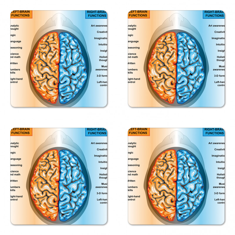 Left Right Brain Coaster Set Of Four