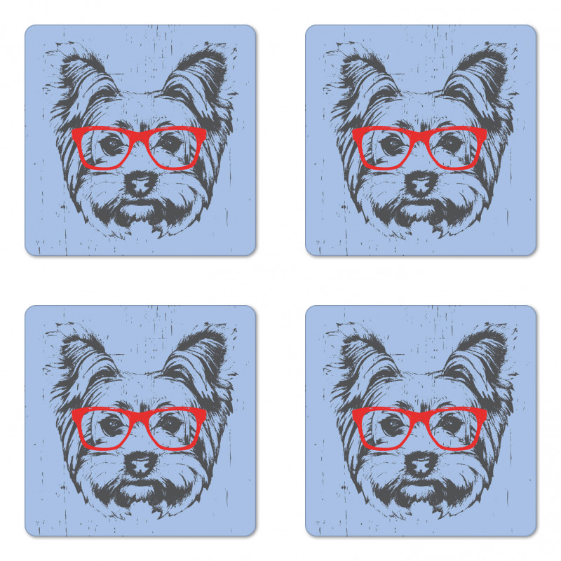 Fun Portrait Red Glasses Coaster Set Of Four