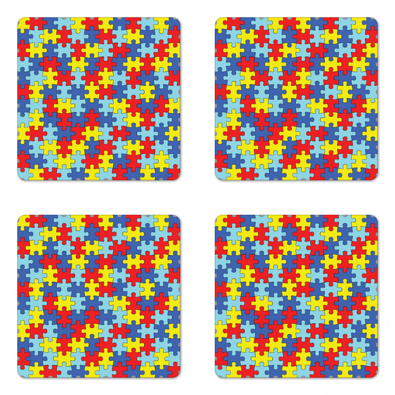 Colorful Puzzle Pieces Coaster Set Of Four