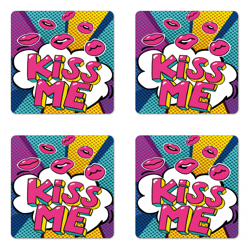 Word Bubble Pop Art Style Coaster Set Of Four