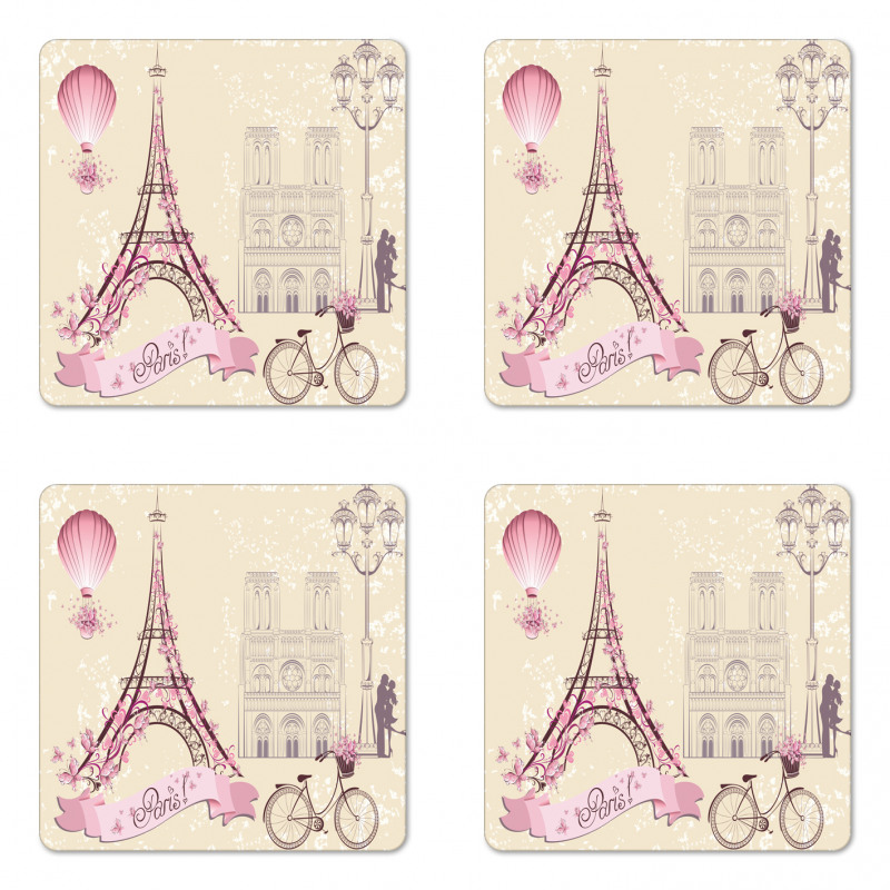 Floral Paris Eiffel Coaster Set Of Four