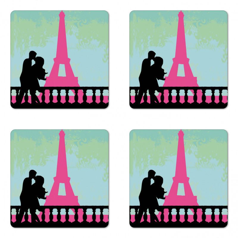 Hand Drawn Couple Kissing Coaster Set Of Four