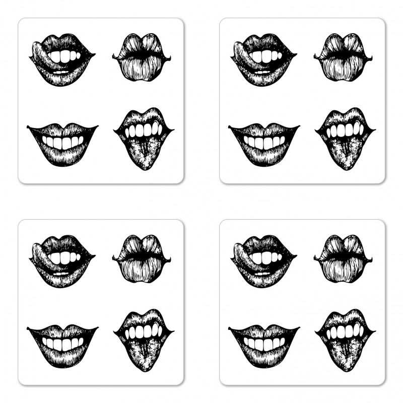 Monochrome Sketch Style Coaster Set Of Four