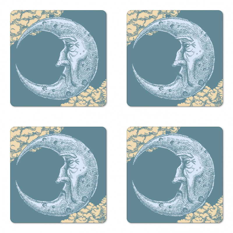 Vintage Crescent Moon Coaster Set Of Four