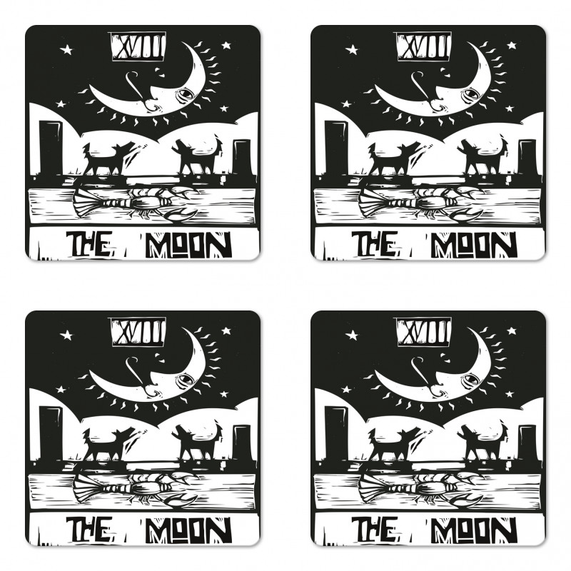 Lobster Wolves Moon Tarot Coaster Set Of Four