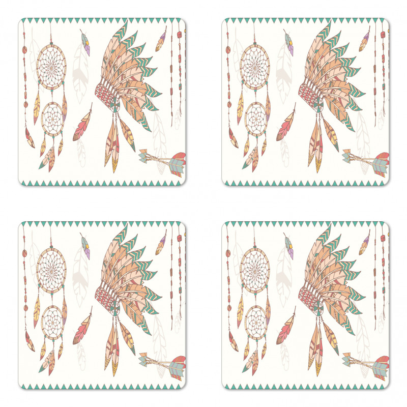 Tribal Chief Headdress Coaster Set Of Four