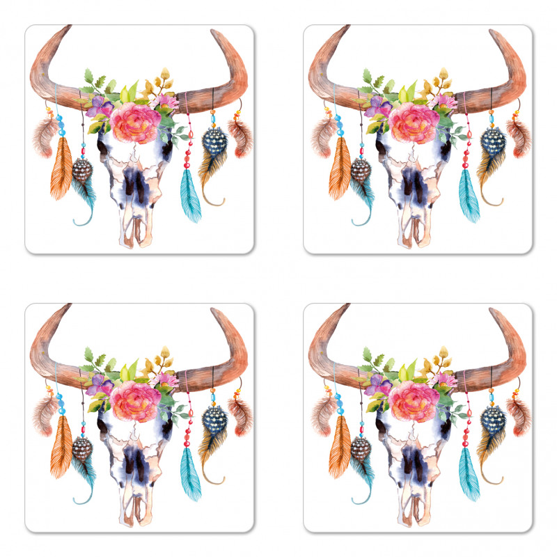 Bull Skull Coaster Set Of Four