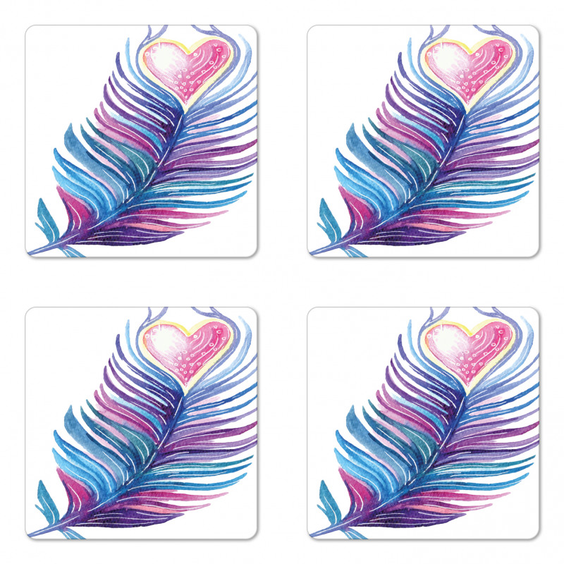 Feathers Vibrant Coaster Set Of Four