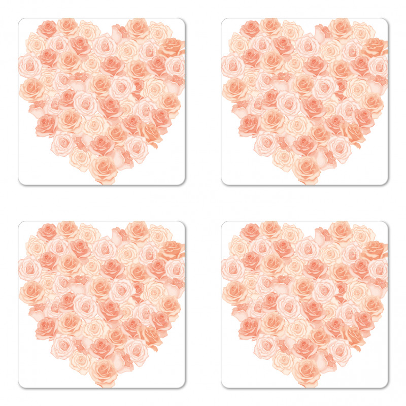 Heart Shaped Blossoms Coaster Set Of Four