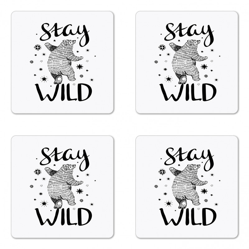 Dancing Bear and Words Coaster Set Of Four