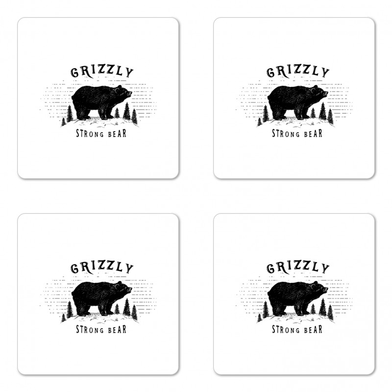 Strong Wild Animal Forest Coaster Set Of Four