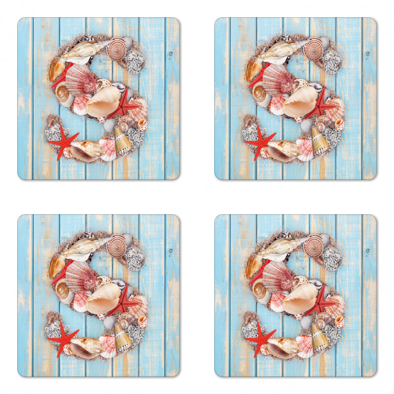 S Seashells Nautical Coaster Set Of Four