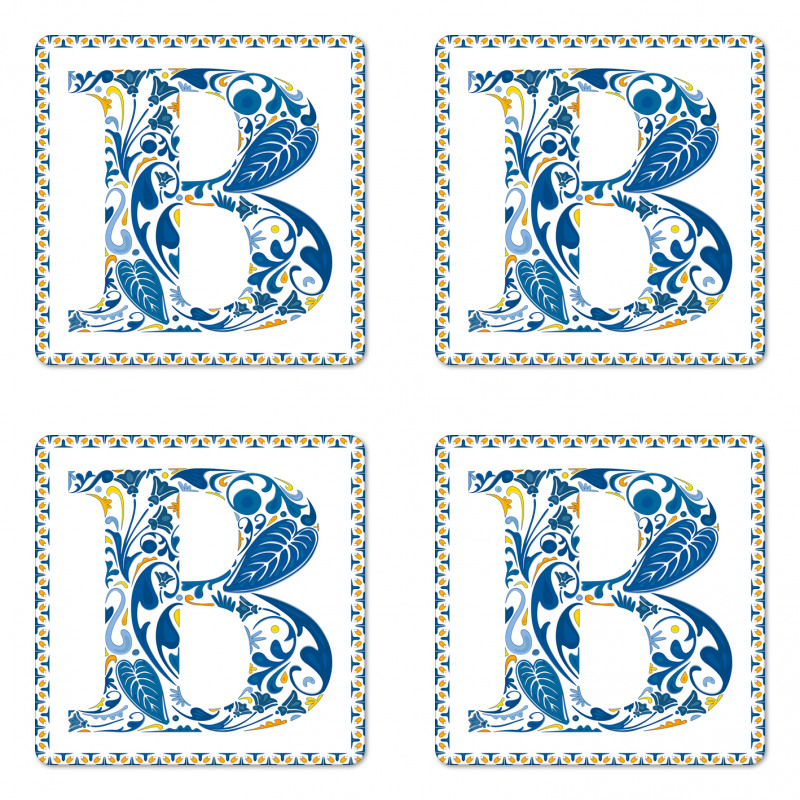 Floral Artwork Design Coaster Set Of Four