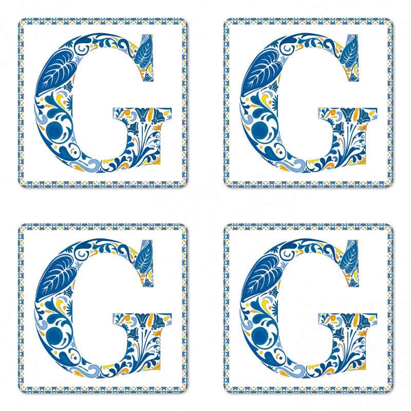 Tile Designed Letter G Coaster Set Of Four