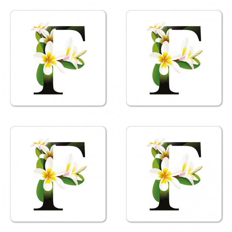 Frangipani Green Theme Coaster Set Of Four