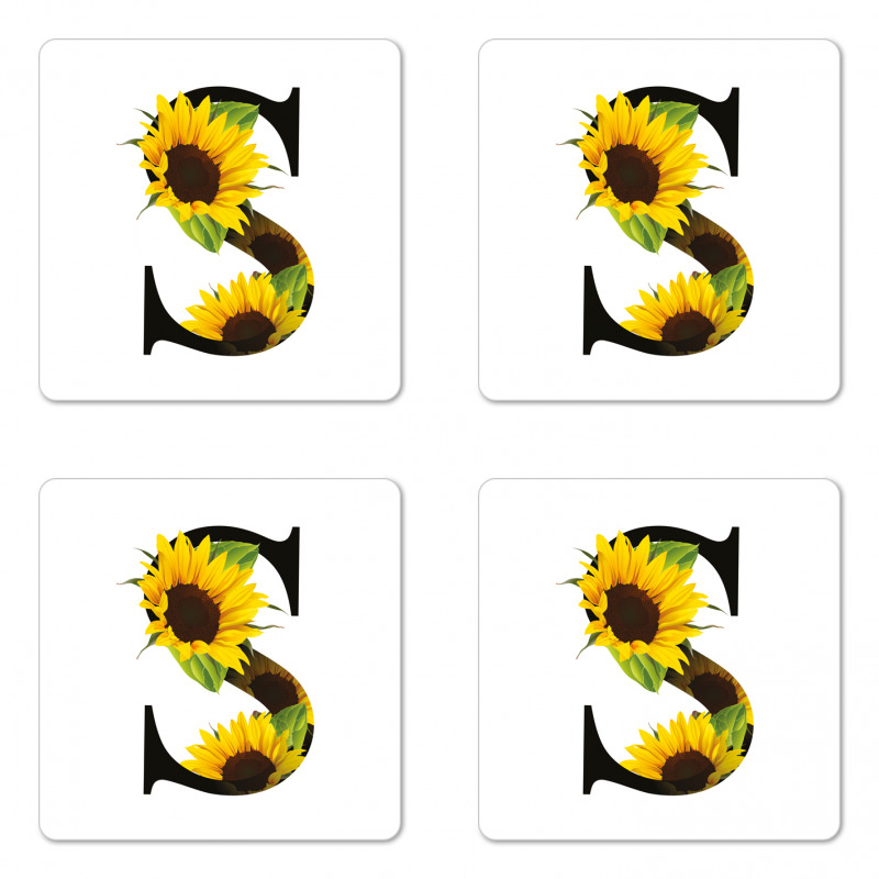 Sunflower Art Design Coaster Set Of Four