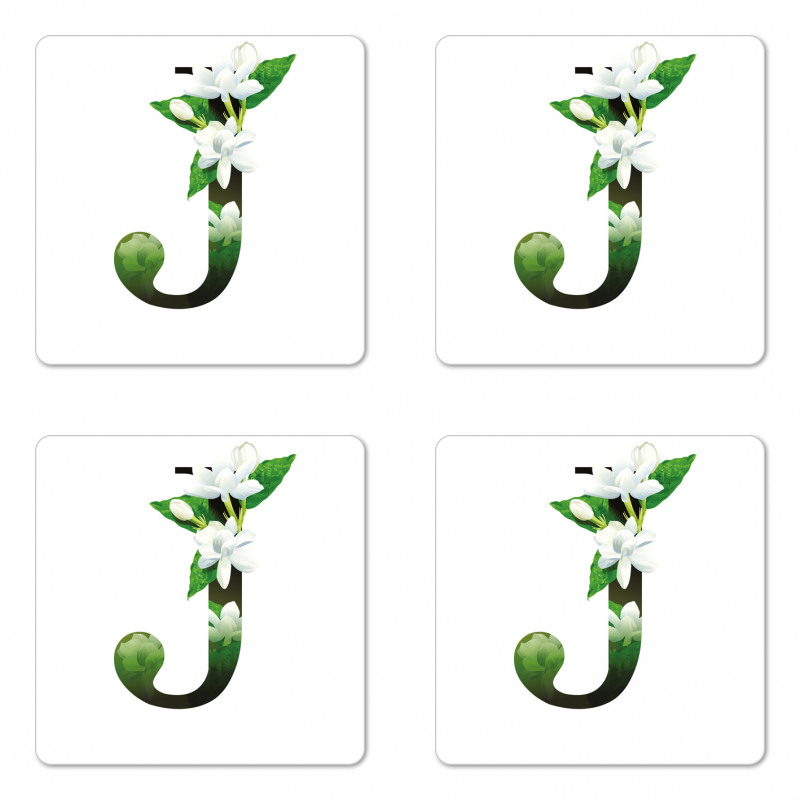 Abstract Jasmine and J Coaster Set Of Four