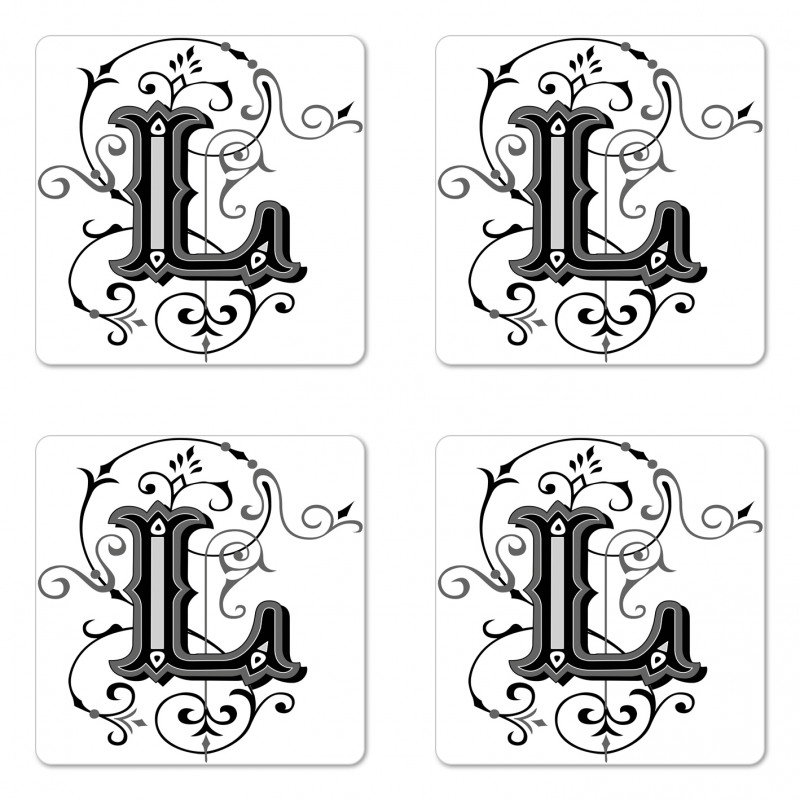 Ornate Capital L Art Coaster Set Of Four