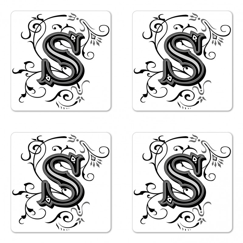 Monochrome Uppercase S Coaster Set Of Four