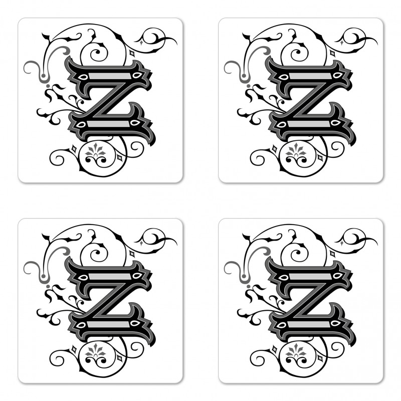 Calligraphic Capital Z Coaster Set Of Four