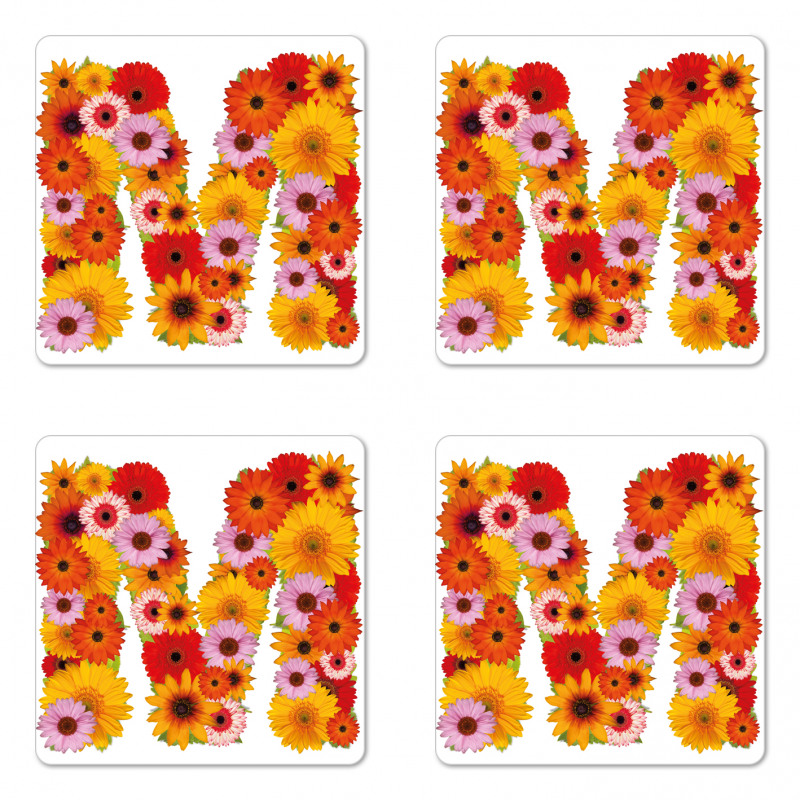 Flower Alphabet Daisy Coaster Set Of Four