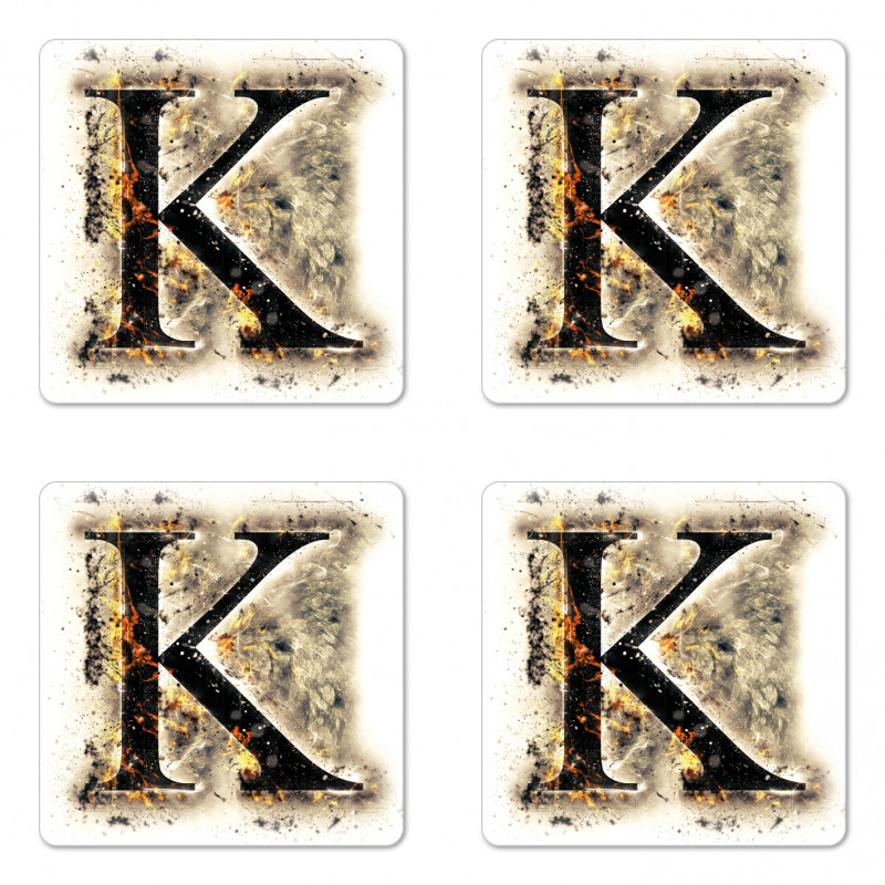 Smoked Letter K ABC Coaster Set Of Four